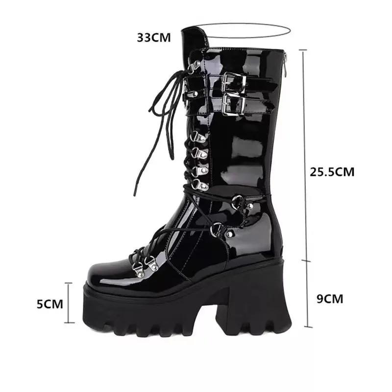 Women High Boots Cosplay Mid-calf Boots High Platform Wedges Boots 2025 New Designer Gothic Shoes for Women Botas Zapatos Mujer