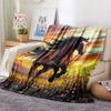 Horse Print Flannel Blanket, High Quality Comfortable for All Seasons, Home Decor, Warmth and Comfort, Perfect for Christmas Gifts