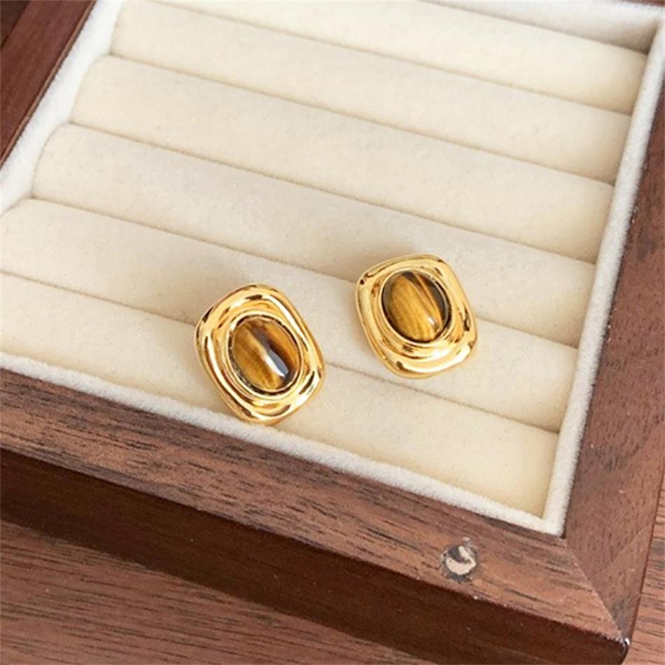 Maillard Brown Square Geometry Stud Earrings For Women New Trend Jewelry Simple Wedding Christmas Girl Gift Jewelry