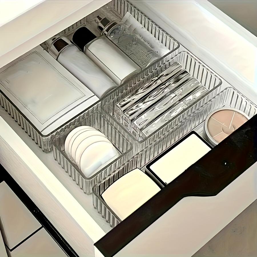 6 Stück Transparente Acryl Aufbewahrungsbox Set Multifunktionale Schubladeneinteiler Stapelbarer Schlafzimmer Badezimmer Wohnheim Organizer für Schreibtisch Schminktisch Lippenstift