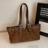 Vintage Faux Suede Shoulder Bag 2025 Winter Female Bag Large Capacity Shopper Tote Bag Designer Underarm Handbag Sac A Main