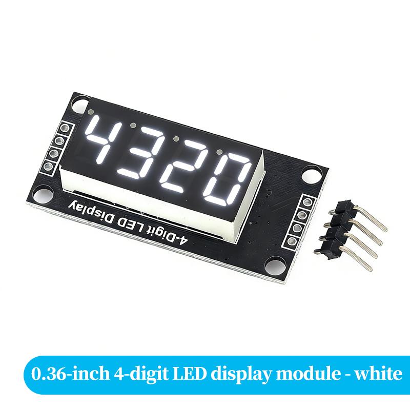 TM1637 4 Digit LED Display Module 0.36 Inch Dimmable Black Face Digital Tube Red Green Yellow Blue White