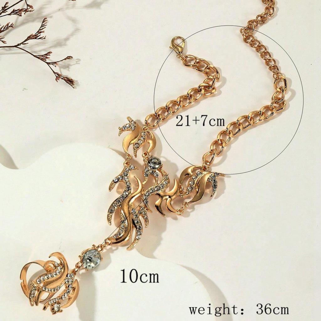 Fashion Design Sense Alloy Rhinestone Finger Bracelet Women, Versatile Jewelry