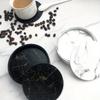 6pcs Marble Coaster Artificial Leather 10cm Oil and Water Resistant Heat Resistant with Base Double Sided Leather Coffee Coasters