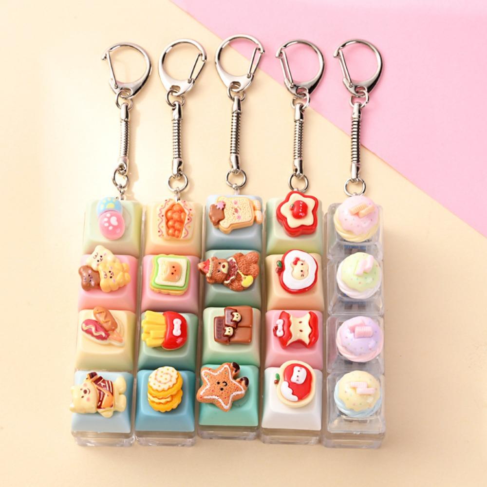 5/10Pcs Dessert Keycap Fidget Keychain Stress Relief Pendant Xmas Birthday Valentine Office Friend Party Gift Charm