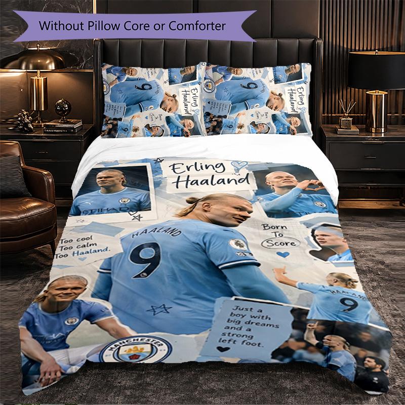 Biancheria da Letto a Tema Erling Haaland Set 3 Pezzi Copripiumino Biancheria da Letto Decorativa Per Stanza Adolescenti Decorazione Casa