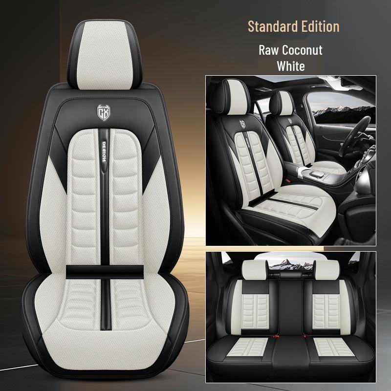 Universal All-Season Breathable Leather Car Seat Cover, Wear-Resistant, Full Surround, Fits Most Models