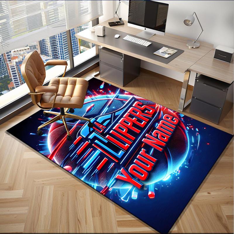Custom Name Rug LA Clippers Basketball Art Area Rug Suitable for Indoor And Outdoor,Carpets for Homes, Offices,Living Rooms,Home Decor,Christmas Gift