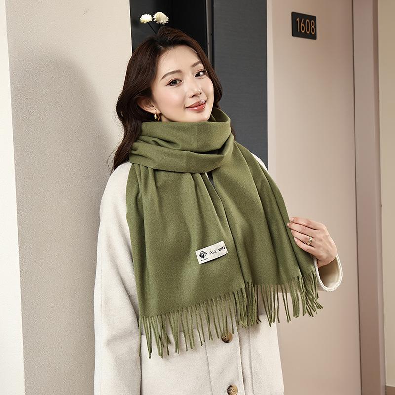 Winter wool simple and versatile scarf solid color women's autumn and winter warm fashion temperament wool shawl