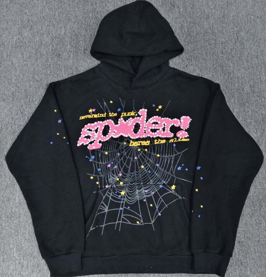 Hanorac Bărbătesc Greu cu Imprimeu Pânză de Păianjen - Trendy, Croială Largă cu Plus de Catifea