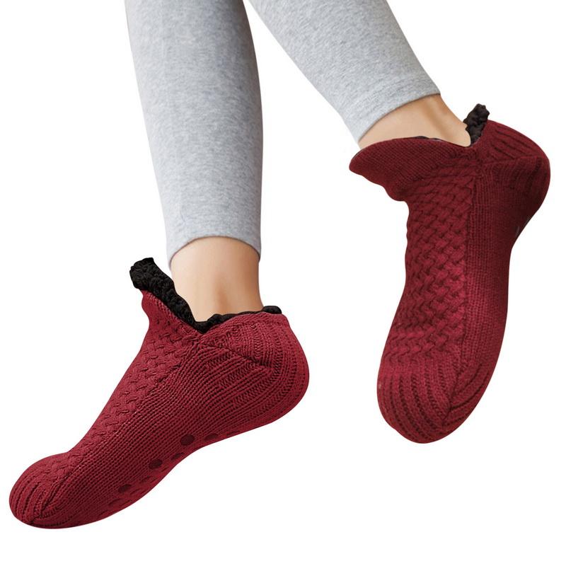 Indoor Winter Floor Socks Women Men Slippers Socks Home Bedroom Sleeping Socks Non-Slip Knitted Fleece Warm Carpet Couple Socks