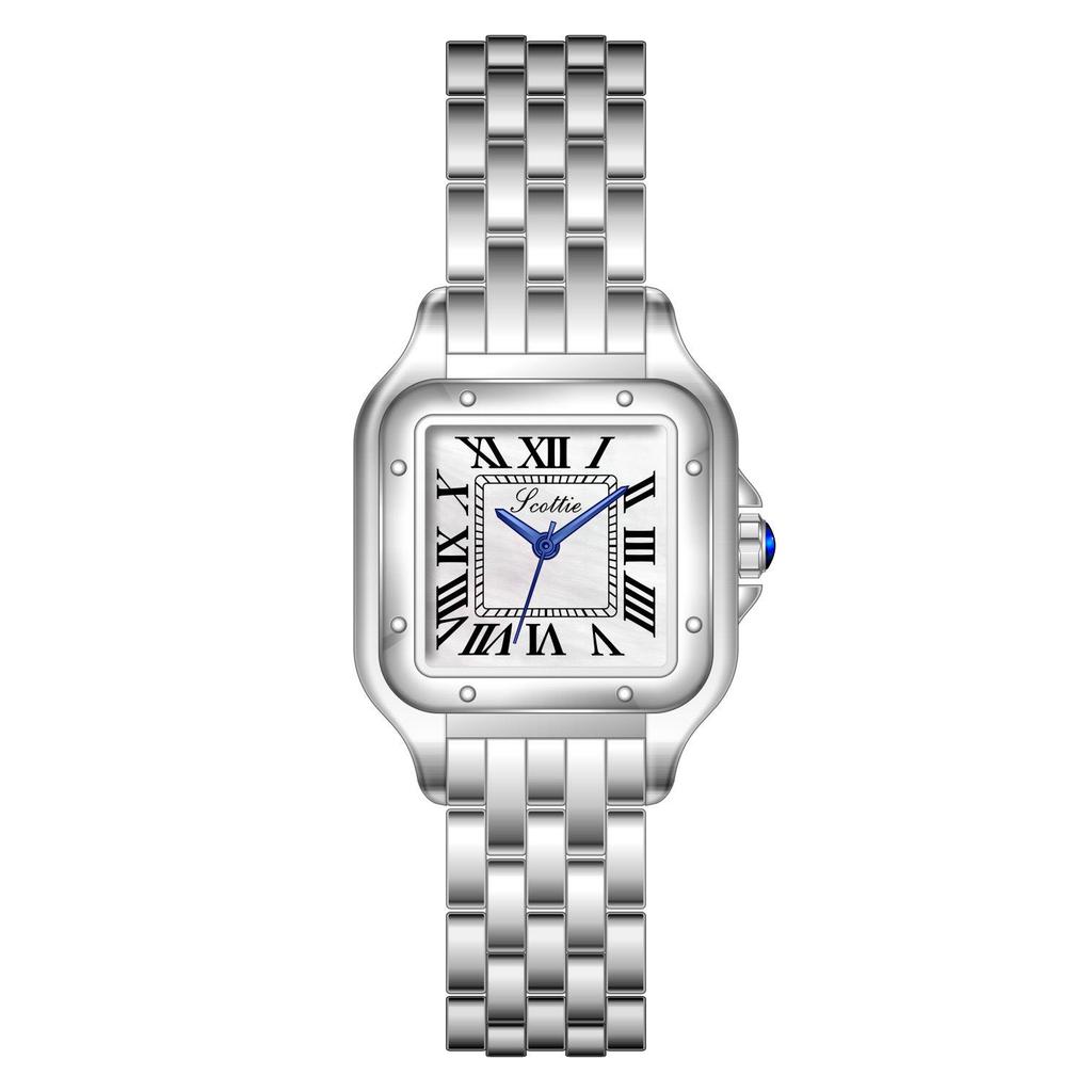 Women's Ultra-Thin Roman Numeral Square Watch with Steel Band and Waterproof Design