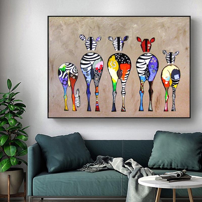 Colorful Zebra Canvas Painting Wall Art Picture Animal Posters On Loft Wall Decor Modern Living Room Home Decoration