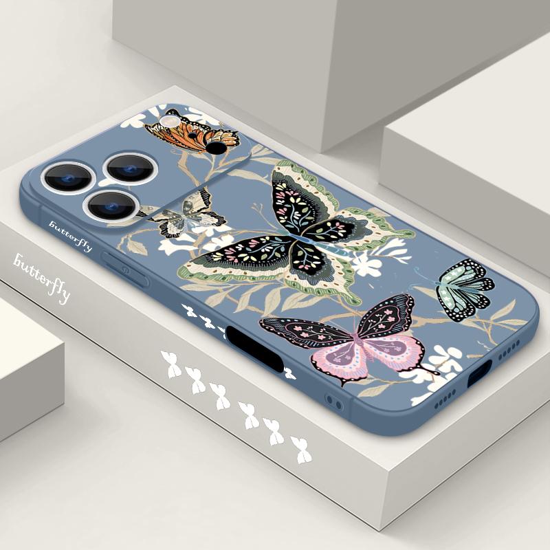 Fantastic Butterfly Print Lanyard Case For iPhone 17 Pro Max Funda iPhone 16 15 14 13 Pro Max 11 16E 17E Soft Silicone Cover