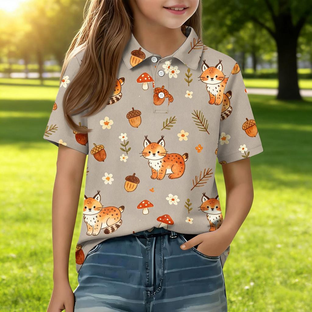 Kids Casual Short Sleeve Polo Shirt Animal Print T Shirt Lightweight Breathable Comfortable Daily Wear for Boys and Girls
