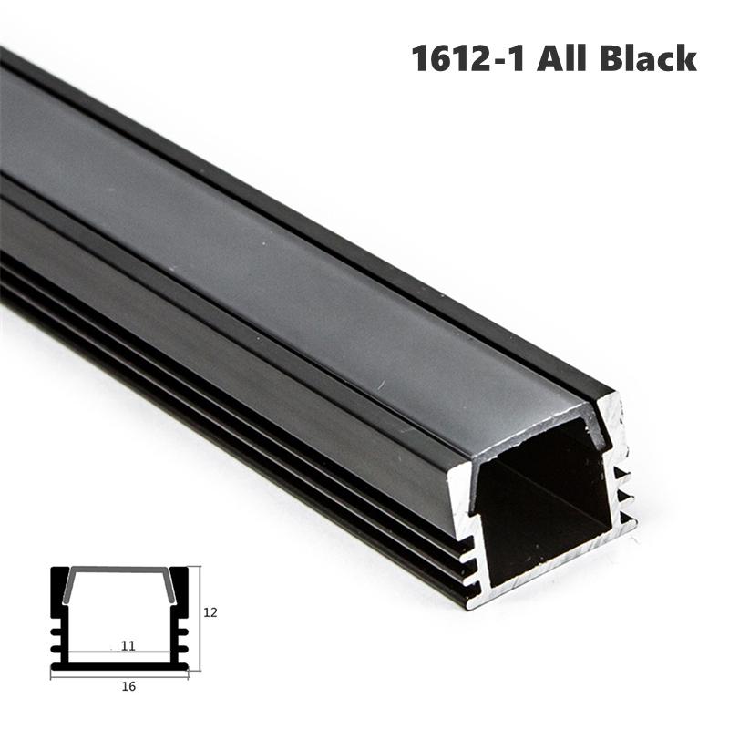 0.5m/1m 1612 LED Aluminum Profile YW Style Recessed Black Silver Channel Indoor Decoration Linear Strip Lights Cabinet Bar Lamp