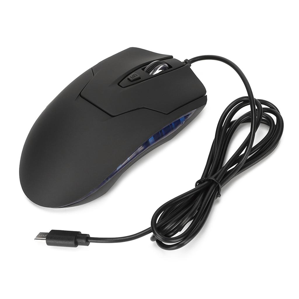 Wired Mouse Blue Backlit Type C Ergonomic Multimedia Keys Adjustable DPI Gaming Mouse for Gaming Office Study