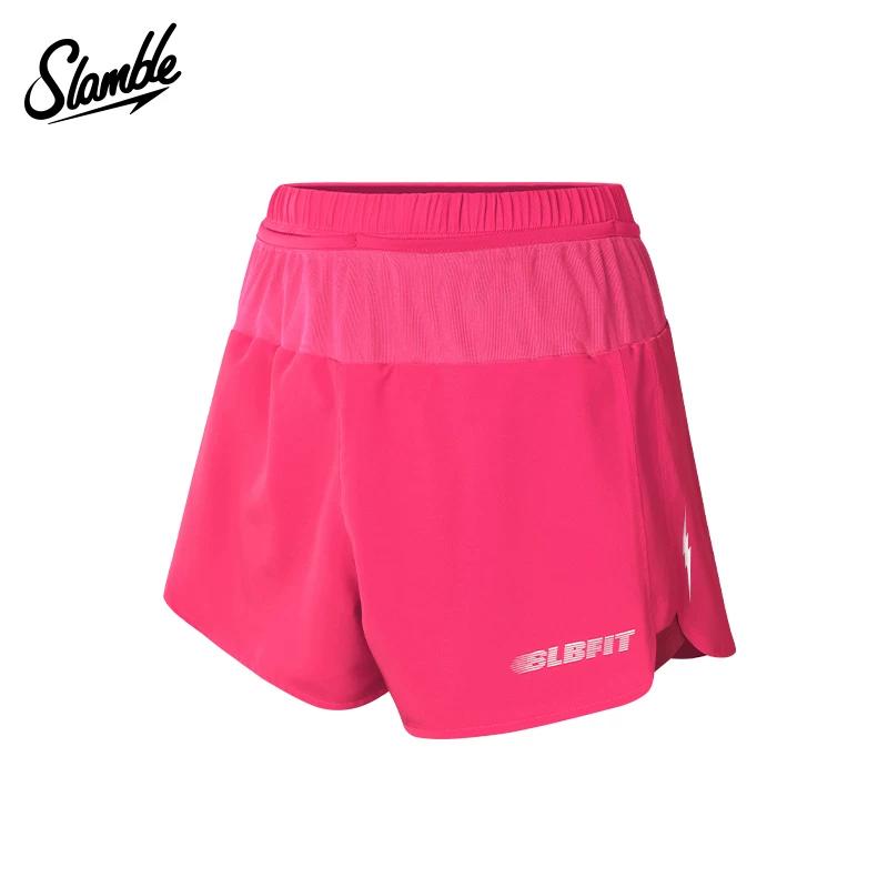 Slamble Women s Sports Shorts, High Elasticity, Breathable, Sweat-Wicking, Quick-Drying, Anti-Exposure, Fitness Running Pants XL красный