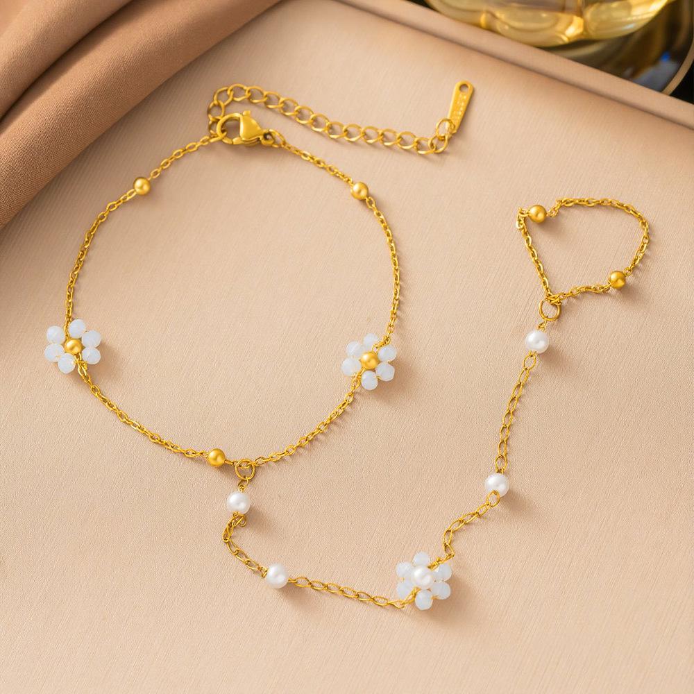Gold-Plated Double Layer Thin Chain Stainless Steel Hand Chain Jewelry