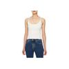 Calvin Klein Solid Color Fashion Simple Embroidered Ribbed Knit Top Women Tops Milk-White J223612