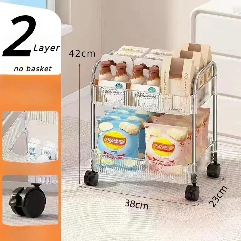

Акриловая тележка для хранения, хозяйственные тележки со съемной подвесной корзиной для ванных комнат, прозрачная многослойная тележка для туалета