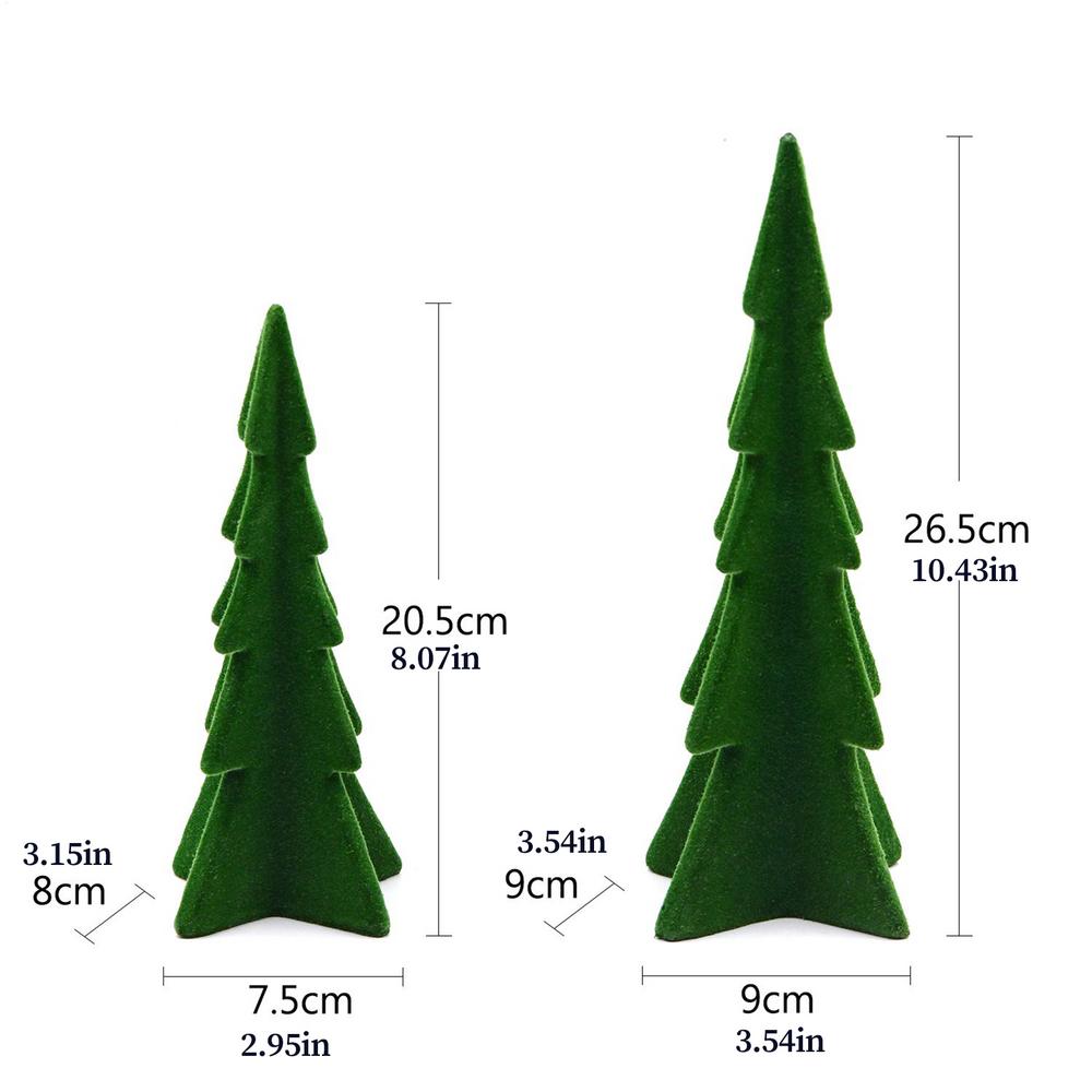 2PCS Christmas Tree Statue Resin Green Seasonal Party Decoration Small Winter Christmas Tree Ornament For Home Office School