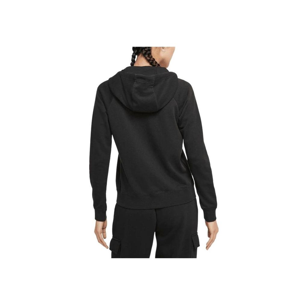 Nike Solid Logo Print Fitted Long Sleeve Zip Hoodie Women Hoodies Black BV3343-010