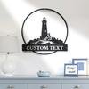 Lighthouse Silhouette Metal Sign Nautical Rustic Decor Beach House Indoor Outdoor Art