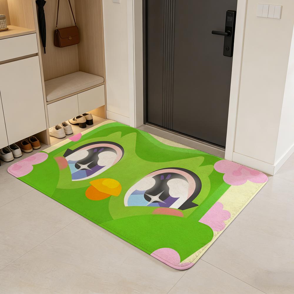 

app D-Duolingo Floor Mat Flannel Door Mat Non-Slip Absorbent Washable Indoor Home Rug 40x60cm