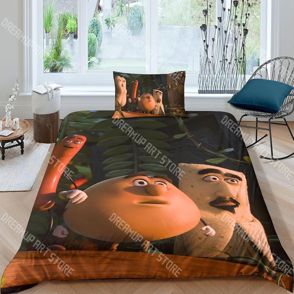 Fashion Sausage Party Cartoon Bedding Set Single Twin Full Queen King Size Bed Set Kids Bedroom Duvetcover Sets Bed Sheet Set
