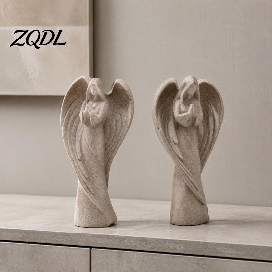 Scultura Artistica per Studio Angelo in Preghiera Statua, Figurine Astratte di Angelo Custode, Decorazione Casa Religiosa Preghiera Mensola Chiesa Interno Memoriale Elegante