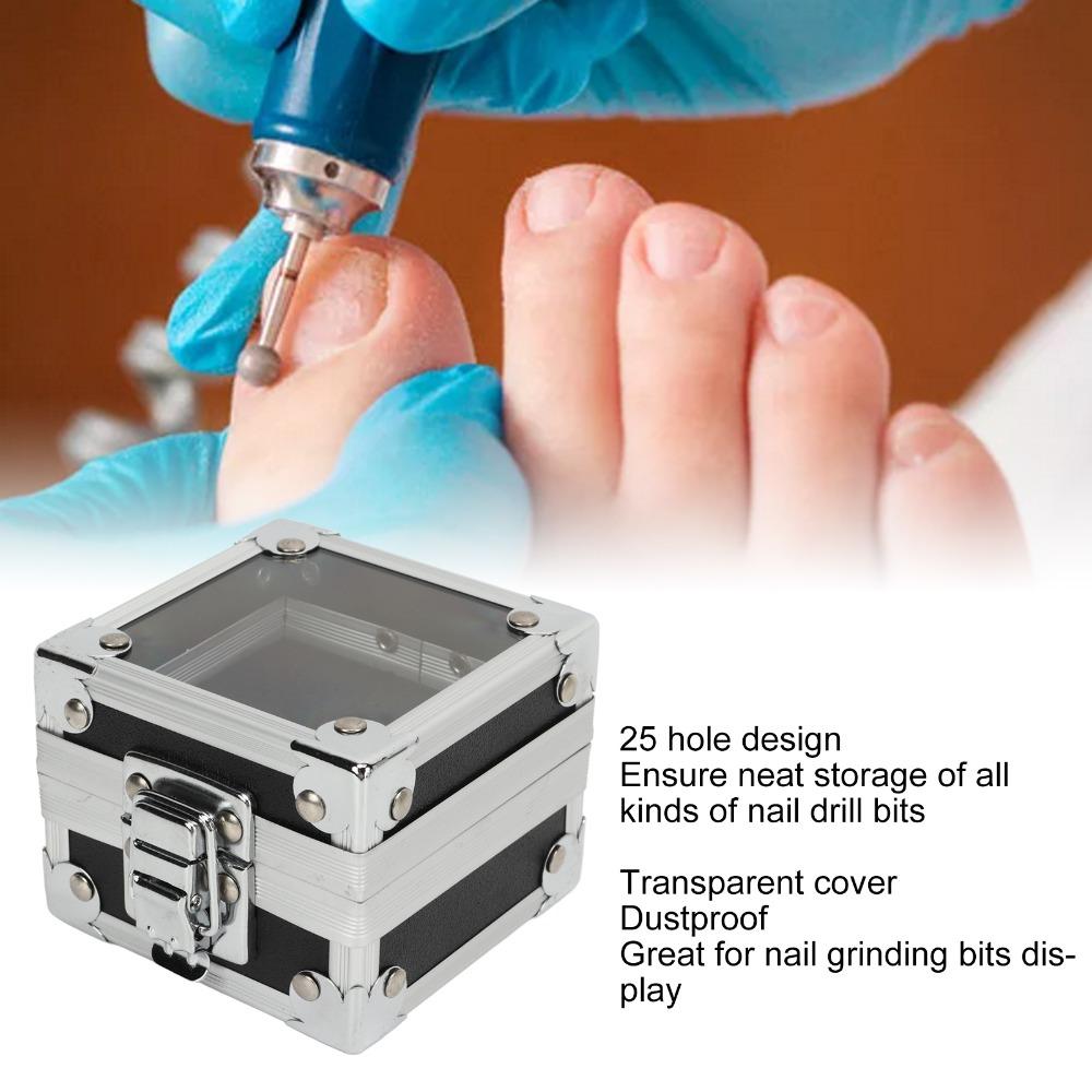 Nail Art Display Nail Drill Bits Container 25 Holes Nail Grinding Bits Organizer  Manicure Salon