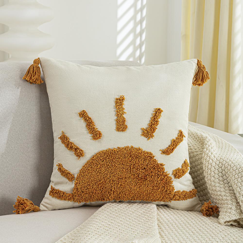 Bohemian Pillow Cushion Cover Geometry Embroidered Tassel Embroidery 45x45cm Pillowcase Living Room Sofa Home Decor