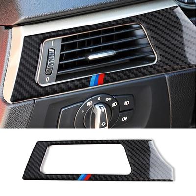 Carbon Fiber Car Left Air Conditioner Outlet Panel Frame Trim Cover Sticker For BMW E90 E92 E93 2005-12 Car Interior