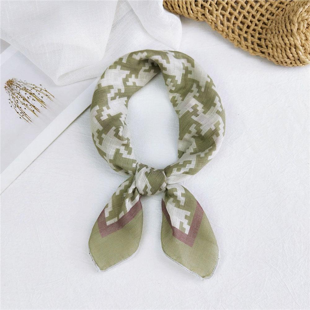 Eșarfă pătrată mică din bumbac și in Eșarfă din mătase Primăvară și toamnă pentru femei Stil nou artistic și versatilă la modă Esarfă cu bentiță cu temperament