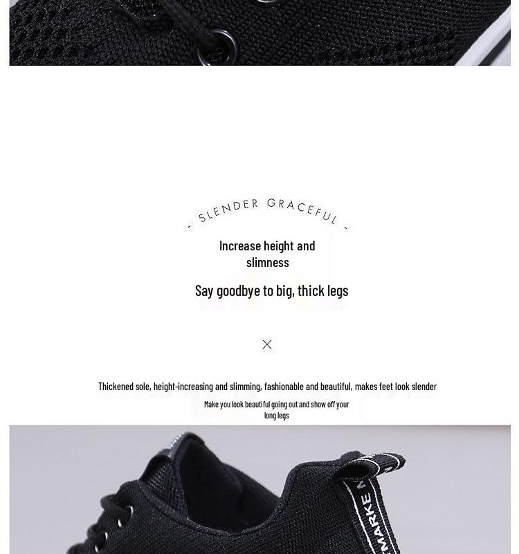 Trendige Weiße Damen-Schuhe zur Größensteigerung, Obermaterial aus Fly-Knit-Mesh, Dicke Sohle, Bequeme & Vielseitige Freizeitsneakers