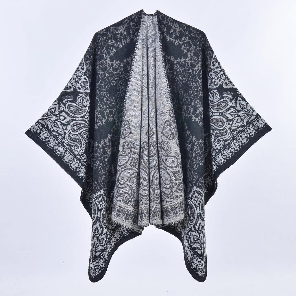 Ethnic Retro Paisley Travel Shawl: Thick European-American Fashion Cloak Scarf
