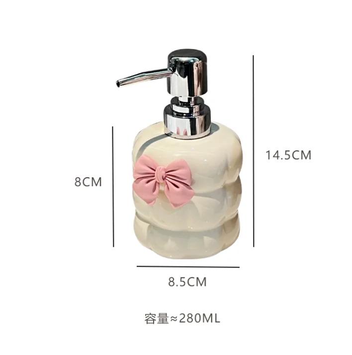 Creative Cute Bear Shampoo Dispenser, Bowknot Ceramic Lotion Bottle, Home Kitchen, Bathroom Accessories, Separate Bottles