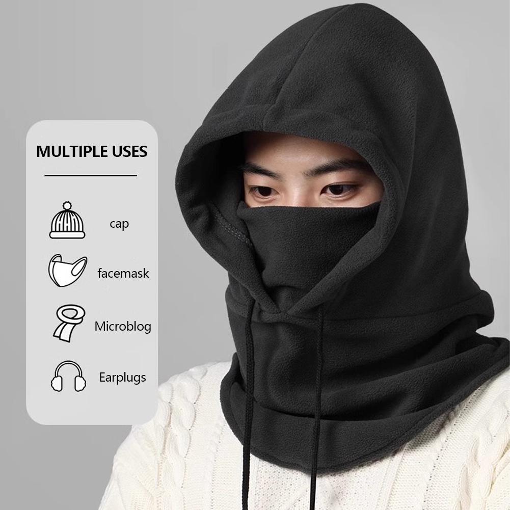 Winter Outdoor Cycling Fleece Lined Knitted Face Mask Hat Windproof Cold Proof Snow Sports Headwear Motorcycle Warmth Protection