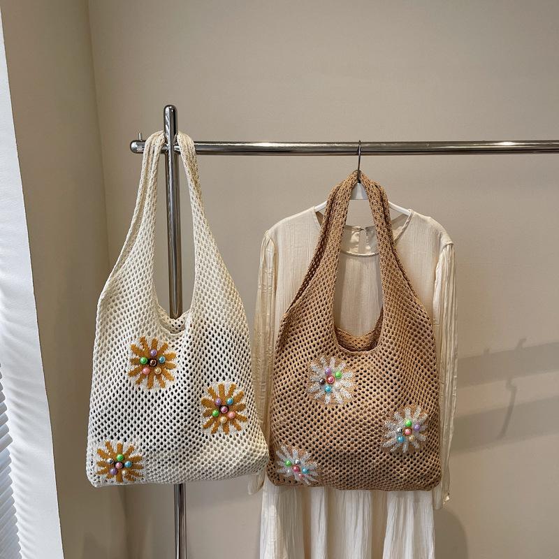 Lazy Wind Large Capacity Tote Bag New Simple Hollow Shoulder Bag Fashionable Seaside Beach Bag Women