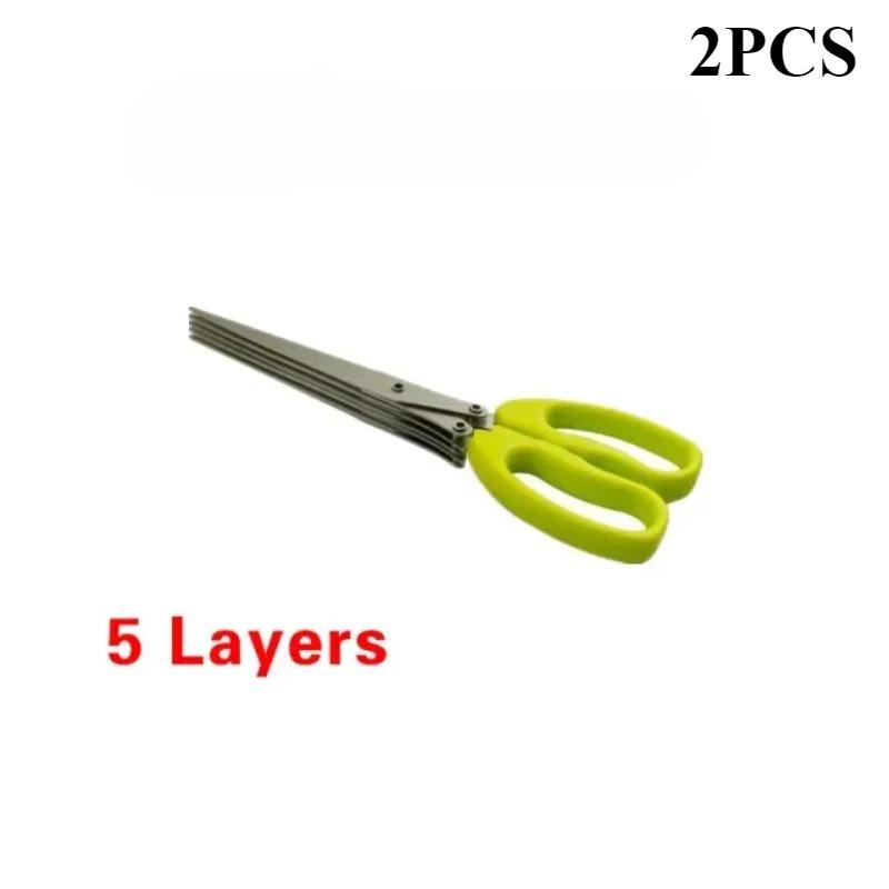 Multipurpose Cutting Shears with Stainless Steel 3/5 Layer Herb Stripper Kitchen Scissors Pepper Herb Scissors Shredded Chopped
