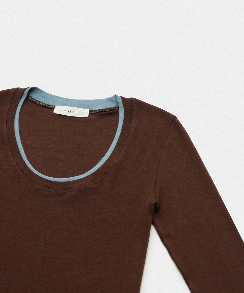 SSEMI Color Block Round T-Shirt(Br)