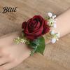 Durable Rose Wristlet Suit Corsage Wedding Band with Faux Pearl