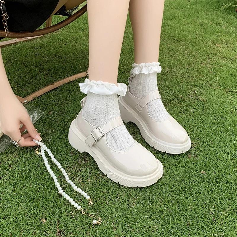 Fashion Lolita Shoes Japanese Mary Jane Shoes Women Vintage Girls Students JK Uniform Platform Shoes Female Cosplay High Heels Size 42