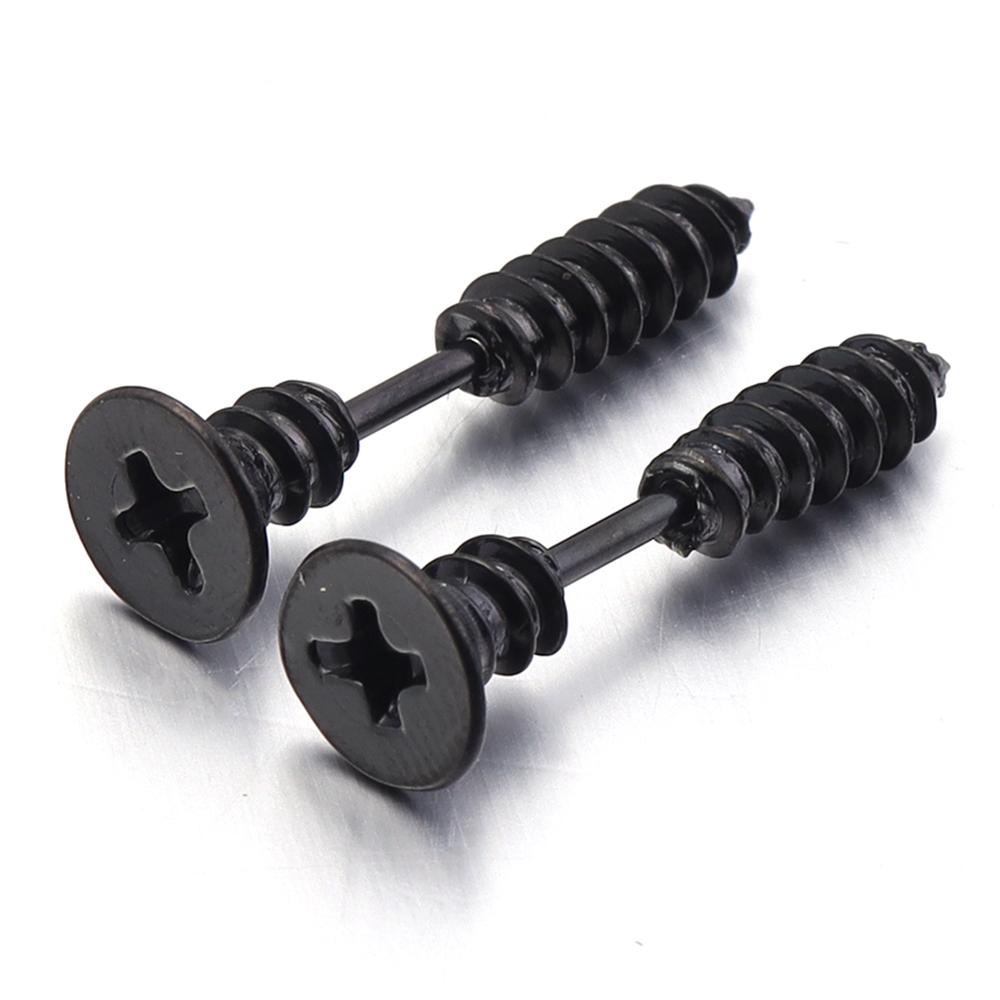 1 Pair Unisex Women Men Earrings Stainless Steel Piercing Nail Screw Stud Earrings Punk Rock Helix Ear Piercings Spiral Jewelry