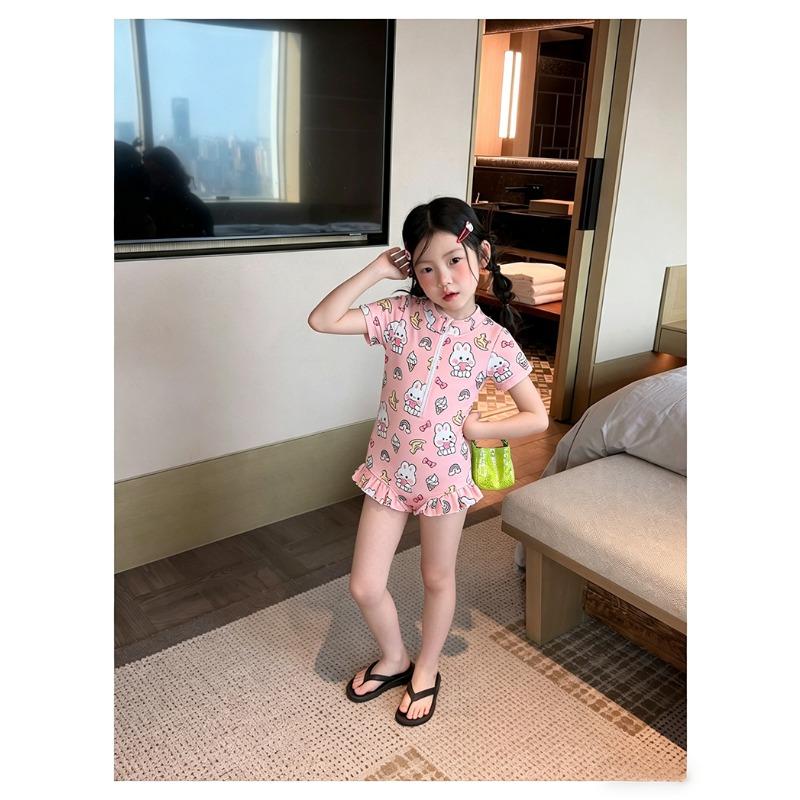 Girls' Swimwear Fresh and Fashionable Printed One-Piece Swimsuit for Little Girls—Perfect for Beach Vacations
