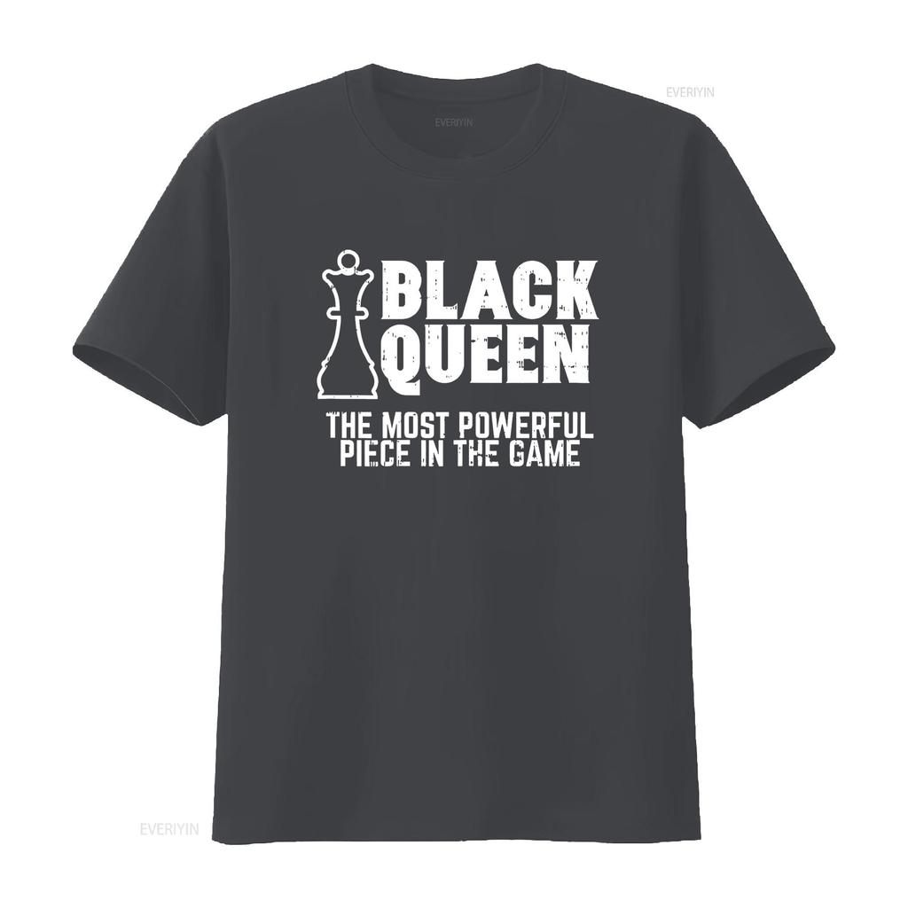 Funny Black Queen Most Powerful Chess African American Women T Shirt vintage Washed Casual graphic Breathable Slightly