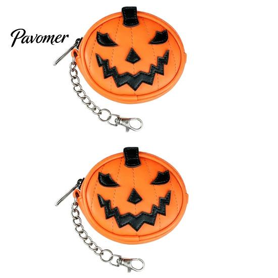 Compact Storage for Lipsticks Mini Coin Purse Keychain, Halloween Pumpkin Wallet Bag Charm, Faux Portable Headphone Organizer Leather Small