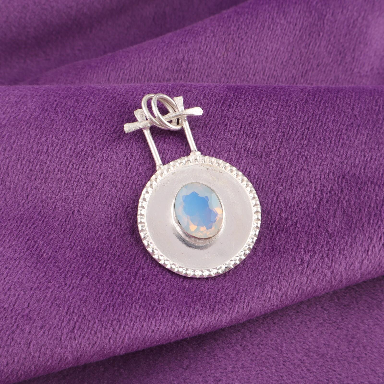 

October Milky Opal Gemstone 925 Silver Birthday Gift Handcrafted Pendant Jewelry PP-57-20