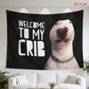 Funny Dog Tapestry Wall Hanging Welcome To My Crib Pet Lover Gift Canis Wall Art Modern Home Decor Banner